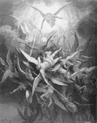 Fine Art Print of The Fall of the Rebel Angels, from Book I of 'Paradise Lost' by John Milton by Gustave Dore