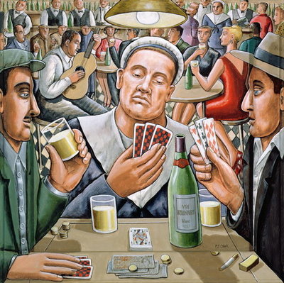 Fine Art Print of The Poker Players, 2003 by P.J. Crook