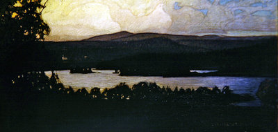 Fine Art Print of Northern Lights in the Archipelago, 1902 by Otto Hesselbom