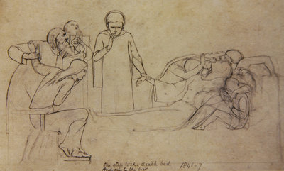 Fine Art Print of Studies for the figures of the Doctor, Mourners and Minerva, 1846 by William Holman Hunt