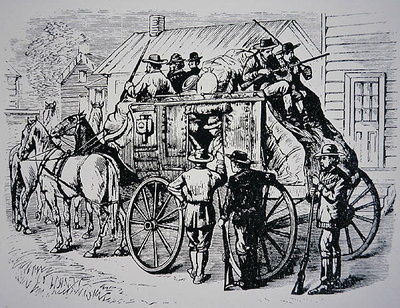 Fine Art Print of The Daily Stagecoach run from Winnemucca, Nevada, to Boise City, Idaho, 1877 by American School