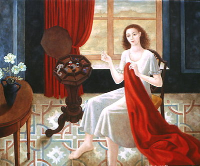 Sewing (oil on canvas) by Patricia O'Brien - print