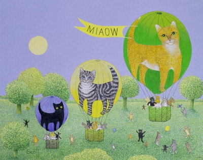Cat Balloon Race (acrylic on canvas) by Pat Scott - print