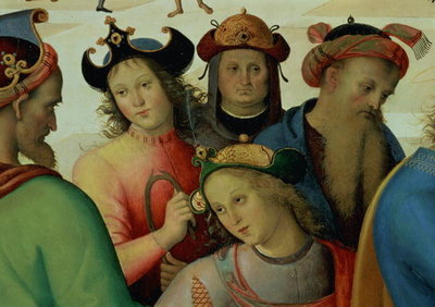 Fine Art Print of The Marriage of the Virgin, detail of the suitors, 1500-04 by Pietro Perugino