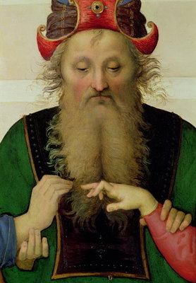Fine Art Print of The Marriage of the Virgin, detail of the high priest, 1500-04 by Pietro Perugino