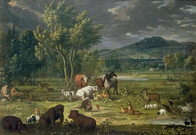 Fine Art Print of Adam and Eve in Paradise by Johann Wenzel Peter