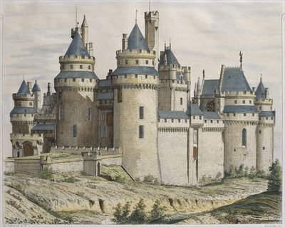 Fine Art Print of Chateau de Pierrefonds, illustration from 'Le Moniteur des architectes', engraved by Bosredon by French School