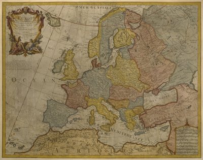 Fine Art Print of Map of Europe, published in 1700, Paris by Guillaume Delisle
