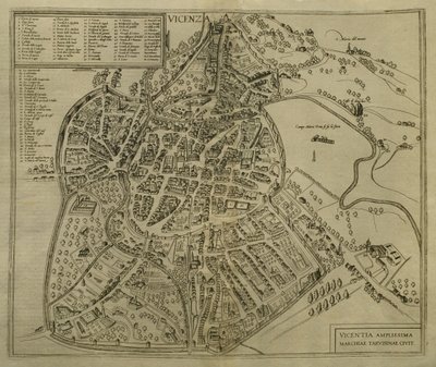 Fine Art Print of Map of Vicenza, illustration from 'Civitates Orbis Terrarum', c.1580 by Georg Braun