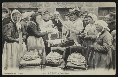 Fine Art Print of Postcard depicting lacemakers of Le Puy, c.1900 by French Photographer