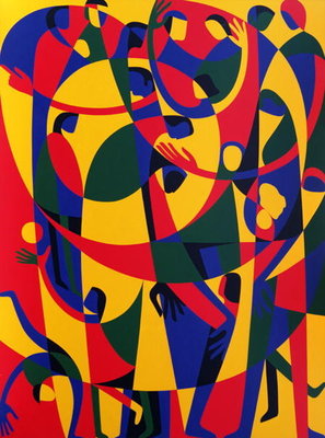 Live Adventurously, 1998 (acrylic on board) by Ron Waddams - print