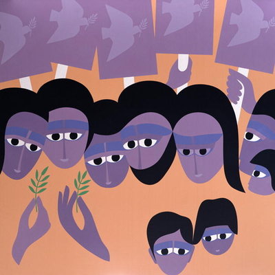 Silent Vigil 2, 1981 (acrylic on board) by Ron Waddams - print