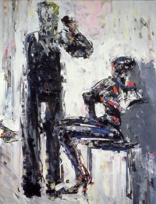 David Bowie and Iman, 1995 (oil on canvas) by Stephen Finer - print