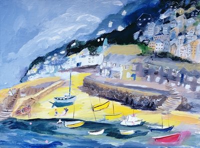 Mousehole, Cornwall, 2005 (acrylic on board) by Sophia Elliot - print