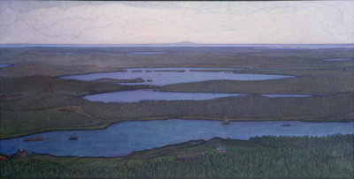 Fine Art Print of Over Forest and Lake, 1908 by Otto Hesselbom