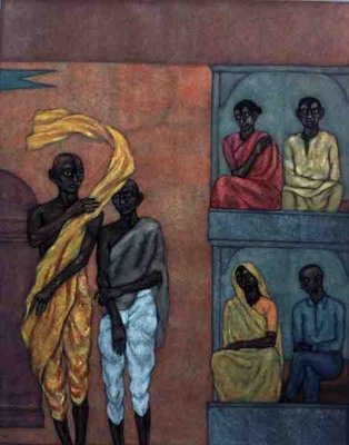 Fine Art Print of Saffron Robe - Guru Kelucharan at Riverside Studio, 1985 by Shanti Panchal