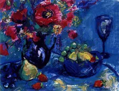 Fine Art Print of Still Life with Blue Glass, 1999 by Sylvia Paul