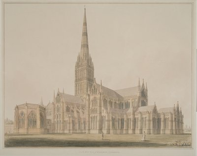 Fine Art Print of South East View of the Salisbury Cathedral and Chapter House, 1803 by John Buckler