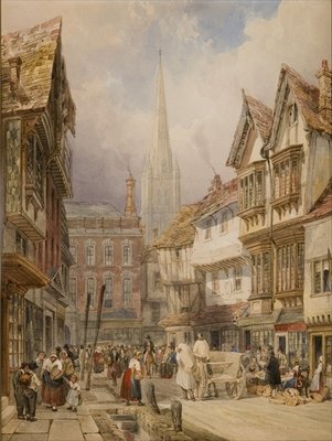 Fine Art Print of Minster Street, Salisbury by Thomas Shotter Boys