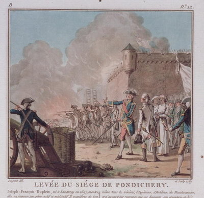 Fine Art Print of Lifting of the Siege of Pondicherry, 1748, engraved 1789 by Antoine Louis Francois Sergent-Marceau