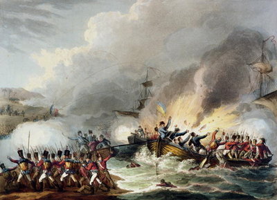 Fine Art Print of Landing of the British Troops in Egypt, March 1801, from 'The Martial Achievements of Great Britain and her Allies from 1799 to 1815', by James Jenkins, engraved by Thomas Sutherland by William Heath