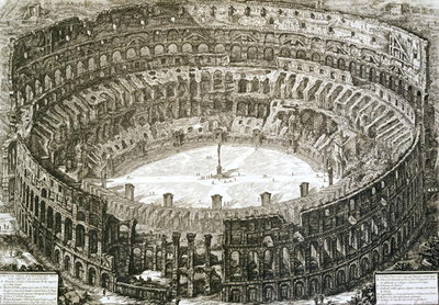 Fine Art Print of Aerial view of the Colosseum in Rome from 'Views of Rome', first published in 1756, printed Paris 1800 by Giovanni Battista Piranesi