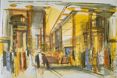 Fine Art Print of Promenade Deck aboard the Queen Mary, from 'Esquire's Avenues of Fashion' by English School