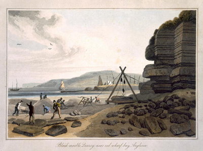 Fine Art Print of Black Marble Quarry near Red Wharf Bay, Anglesea, from 'A Voyage Around Great Britain Undertaken between the Years 1814 and 1825', published 1815 by William Daniell