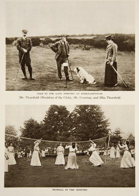 Fine Art Print of Golf in the later 90s at Berkhampstead and Netball in the 90s, photographs from The Times from the 1890s by English Photographer