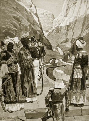 Fine Art Print of British taking possession of Aden, 1879, illustration from 'Hutchinson's Story of the British Nation', c.1923 by Richard Caton II Woodville