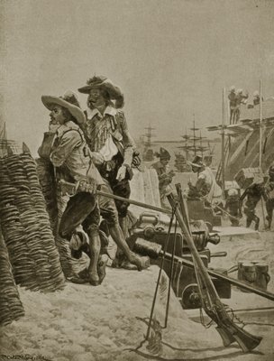Fine Art Print of Building the first Fort at Madras, 1640, illustration from 'Hutchinson's Story of the British Nation', c.1923 by Richard Caton II Woodville