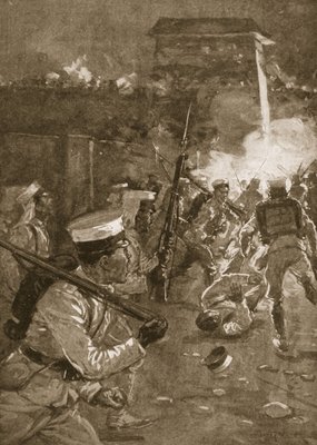 Fine Art Print of The Japanese entering the Golden Gate at Peking, illustration from 'Battles of the Nineteenth Century: Vol. VII, The Chinese War of 1900-1901' by Archibald Forbes, G.A. Henty and Major Arthur Griffiths by English School
