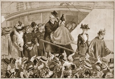 Fine Art Print of Starting for the Cape: Sir Redvers Buller taking leave of his family, illustration from 'Battles of the Nineteenth Century, Vol. VI: The Boer War of 1899-1900' by Archibald Forbes, G.A. Henty and Major Arthur Griffiths by English School
