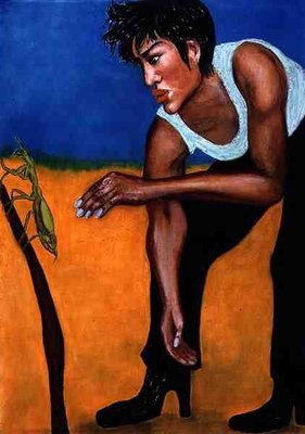 Preying on a Mantis, 1998 (pastel on paper) by Stevie Taylor - print
