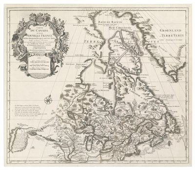 Fine Art Print of Map of Canada or New France, published by Johannes Covens and Cornelius Mortier, c.1730 by Guillaume Delisle