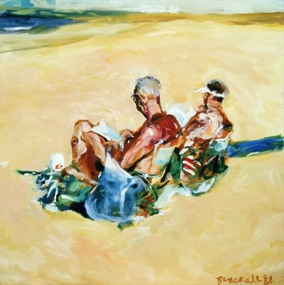 Sidney Beach Bums, 1984 (oil on canvas) by Ted Blackall - print