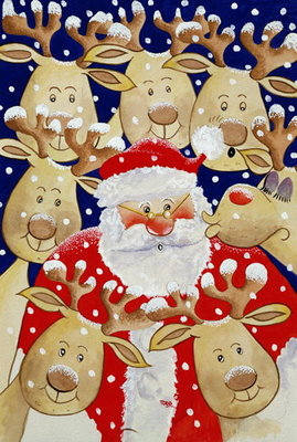 Kiss for Santa, 1997 (w/c on paper) by Tony Todd - print