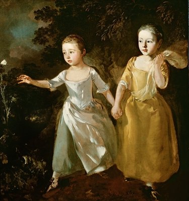 Fine Art Print of The Painter's Daughters chasing a Butterfly, c.1759 by Thomas Gainsborough