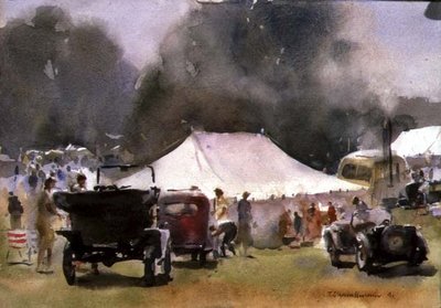 Vintage Motor Rally, 1991 (w/c on paper) by Trevor Chamberlain - print