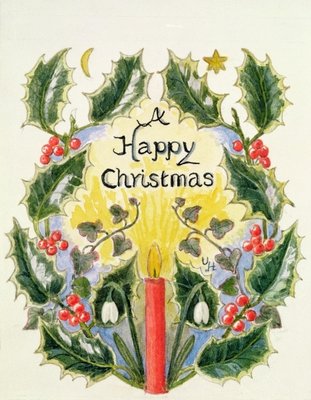 A Happy Christmas (w/c on paper) by Ursula Hodgson - print