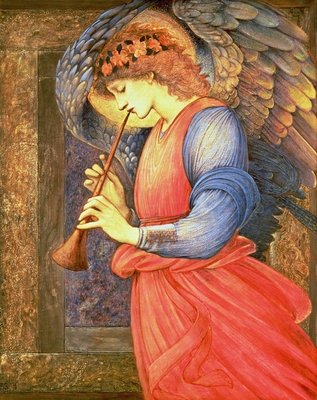 Fine Art Print of An Angel Playing a Flageolet, 1878 by Sir Edward Burne-Jones