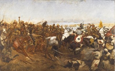 Fine Art Print of The Charge of the 21st Lancers at the Battle of Omdurman, 1898 by Richard Caton Woodville