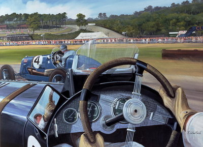 Brooklands - From the Hot Seat (w/c and gouache on paper) by Richard Wheatland - print