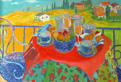 Tuscan Terrace (oil on board) by William Ireland - print