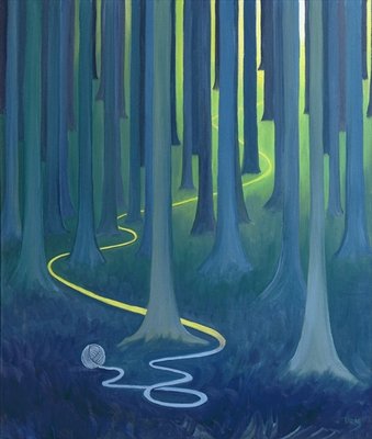 Our daily duties are like a golden string that shows us God's will and leads to Heaven, 1993 (oil on panel) by Elizabeth Wang - print