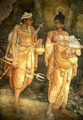Fine Art Print of Danta and Hemamala transporting the Sacred Tooth Relic by Sri Lankan School