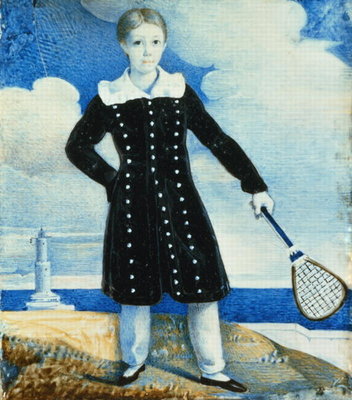 Fine Art Print of Boy with Badminton Racket by English School