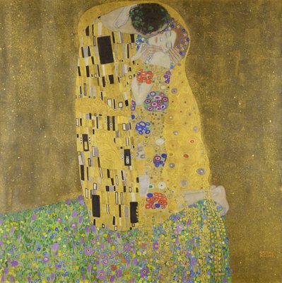 The Kiss, 1907-08 (oil on canvas) by Gustav Klimt - print