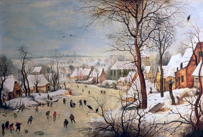 Winter Landscape with Birdtrap, 1601 (oil on panel) by Pieter the Elder Bruegel - print