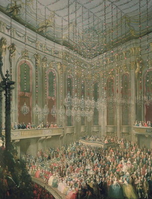 Concert in the Redoutensaal on the occasion of the wedding of Joseph II and Isabella of Parma, 6th October 1760 (oil on canvas) by Martin II Mytens or Meytens - print